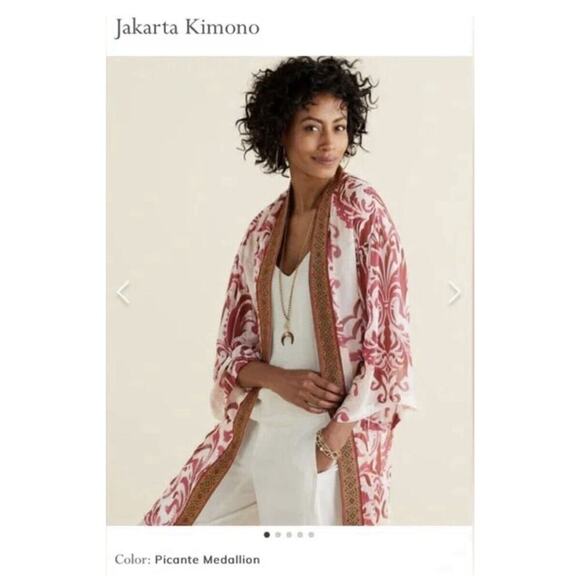 Soft Surroundings Womens L/XL Jakarta Kimono Top Open Front Lightweight Cover Up - Picture 2 of 12